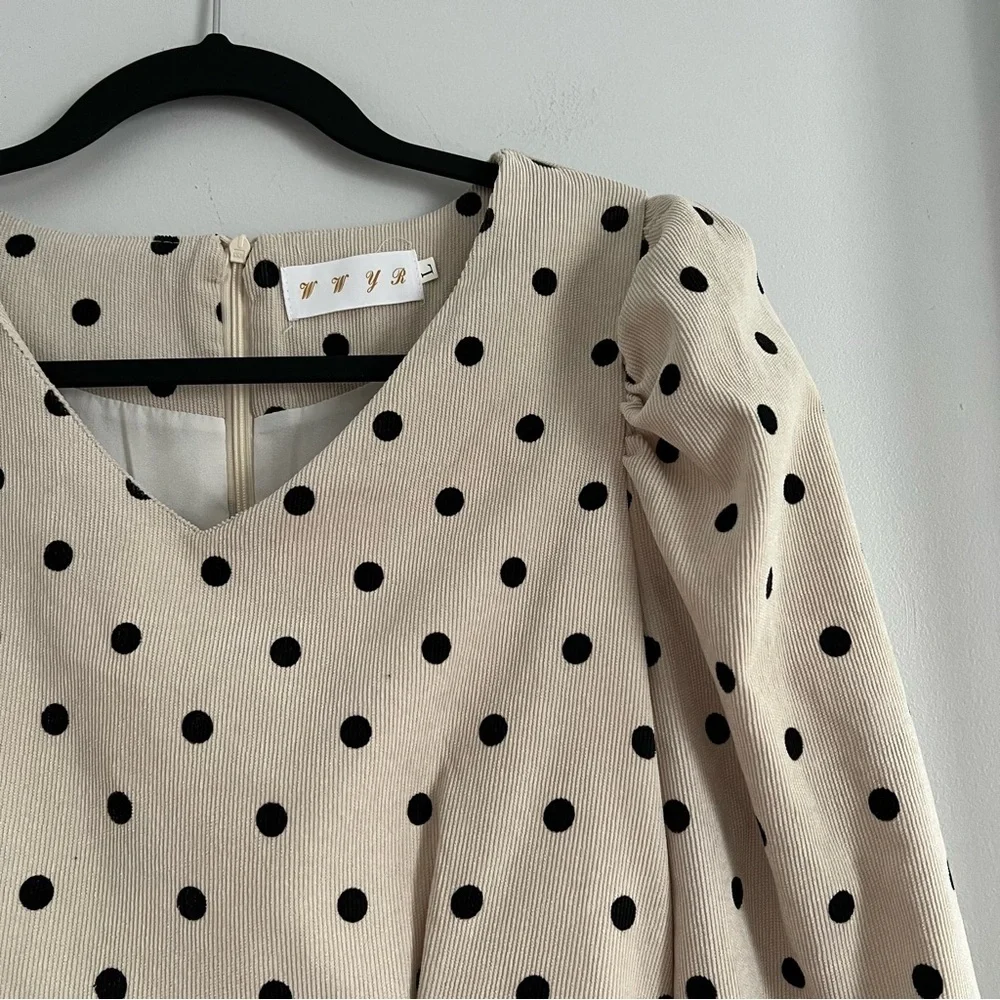 Long Sleeve Polka Dot Dress - Picture 2 of 6